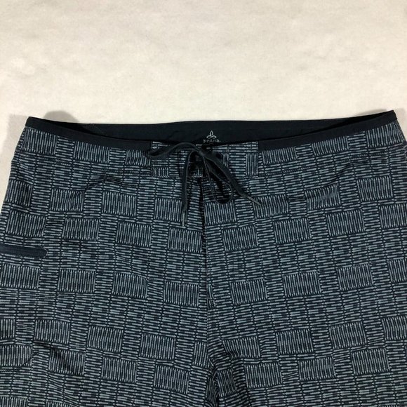 Prana Mens 38 UPF 50+ Swim Shorts Blue Graphic Print Outdoors Summer - Picture 2 of 8